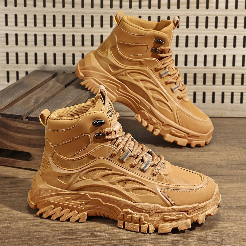 Fashion 2024 New Autumn Winter High-top Men Boots Thick-soled Casual Outdoor Work Cowboy Boots Fashionable Retro  Platform Men Shoes