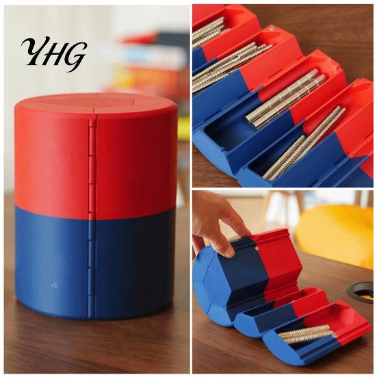 Magnet Organizer Box 3D Printed Storage Organizer, N/S Pole Separated Roll-Up Magnetic Sorting Tray Holder, Foldable Cylinder Container, Desktop