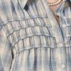 Maxza Check Shirring Cotton Shirt Blouse Zf05qb002nh