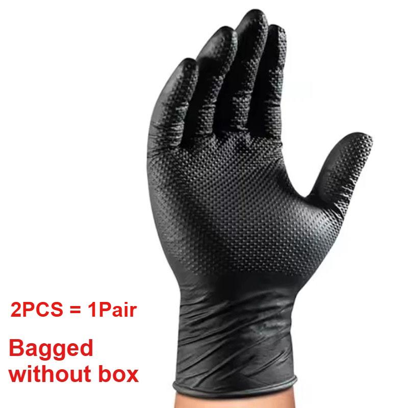 

2-100PCS 8mil Heavy Duty Industrial Black Nitrile Gloves, Raised Diamond Texture, Latex Free for Mechanic Safety & Work Gloves M