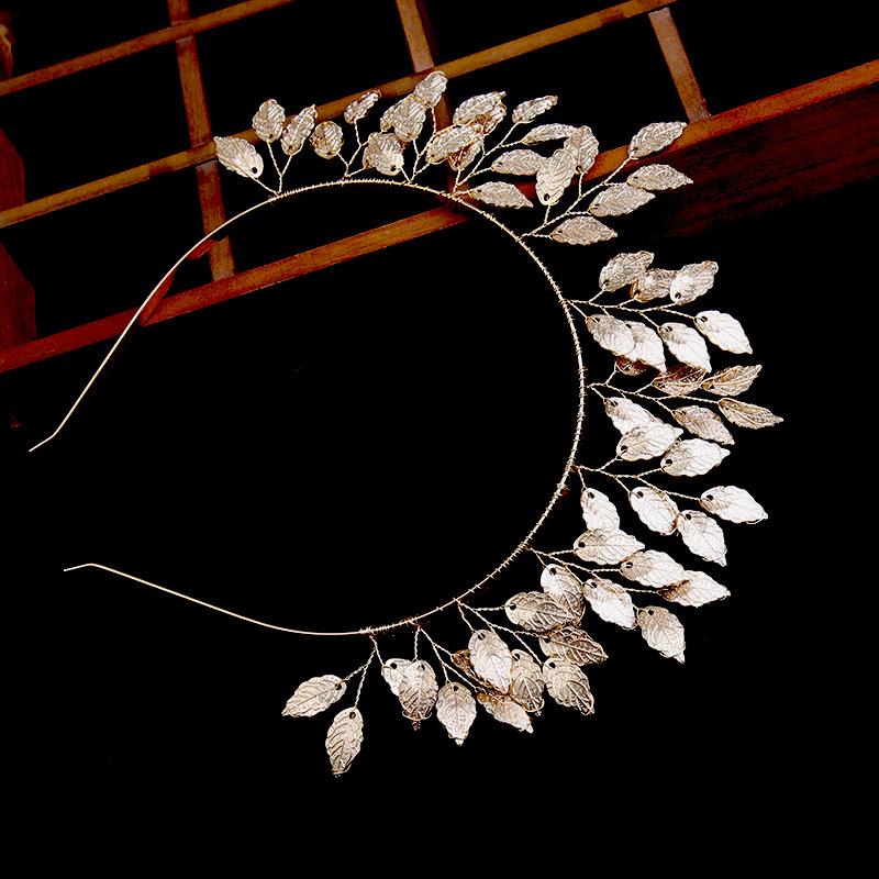 Pearl Headband Leaf Wreath Headband Mori Bride Crown Sweet Headband Tie Wedding Dress Hair Crown Headgear