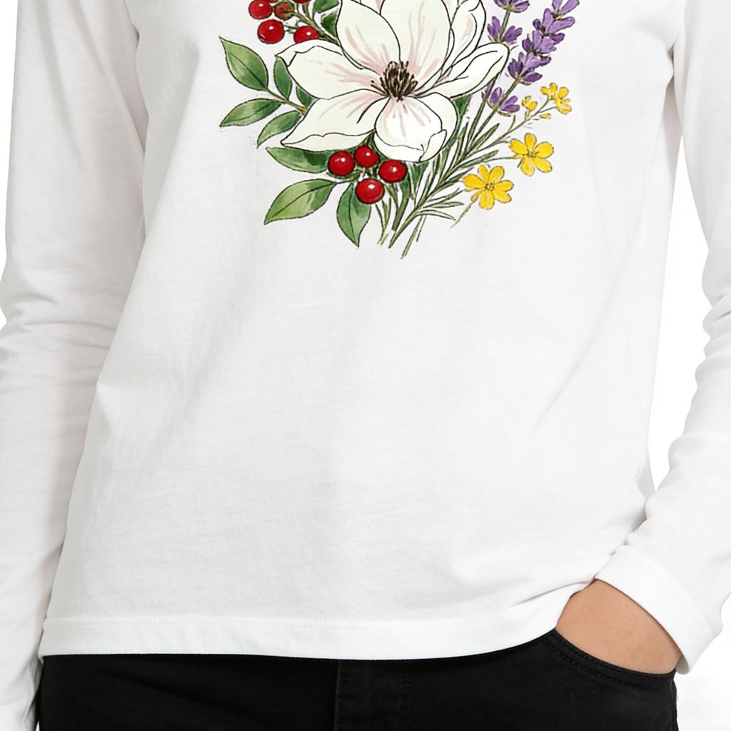 100% Baumwolle Bedrucktes Langarm-T-Shirt Rundhals Unisex Basis-Shirt Freizeit-Oberteil