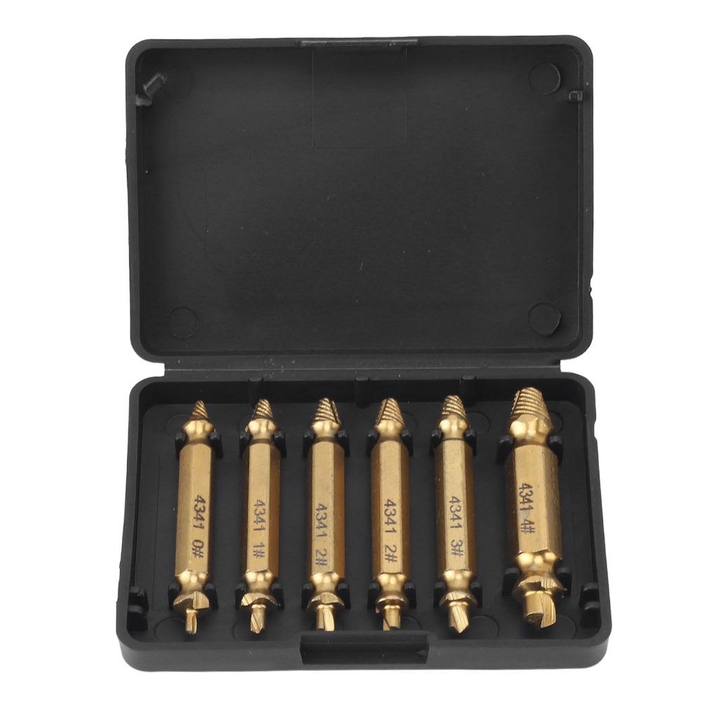 6pcs Drill Bit Screw Extractor Set HSS 4341 Stripped Screw Removal Tool For Stripped Screws