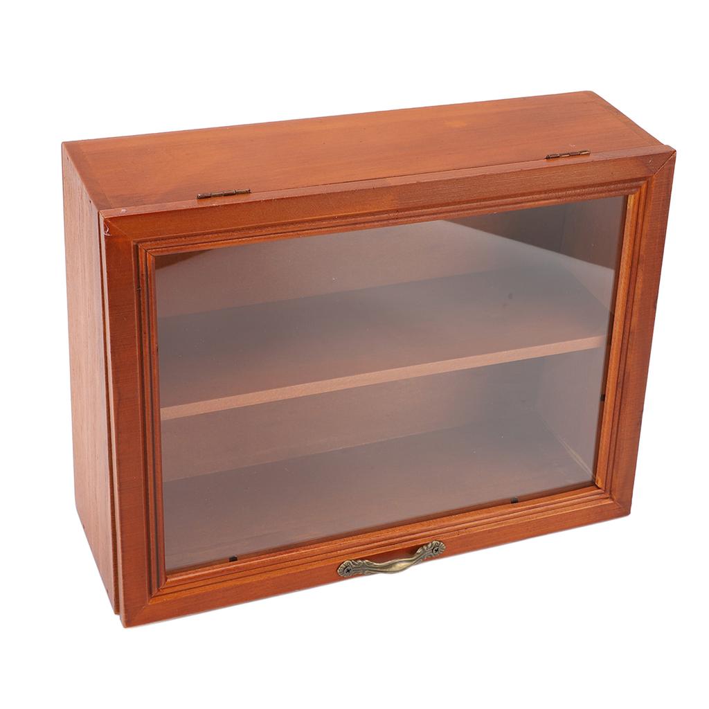 Wood Desktop Organizer Freestanding Wooden Display Shelves Desktop Display Cabinet for Mini Figures Cosmetics