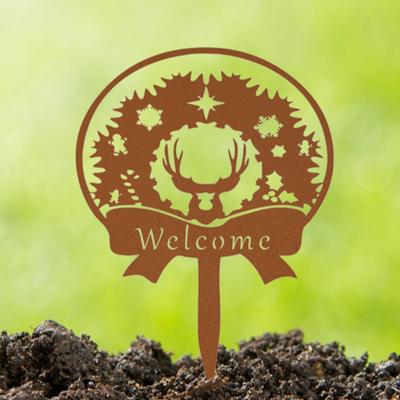 1 Gartenschild aus Metall, Weihnachtsstecker für den Garten – Verleihen Sie mit diesem Dekor einen Hauch von Weihnachtsstimmung.. Stilvoller Weihnachtsstecker.