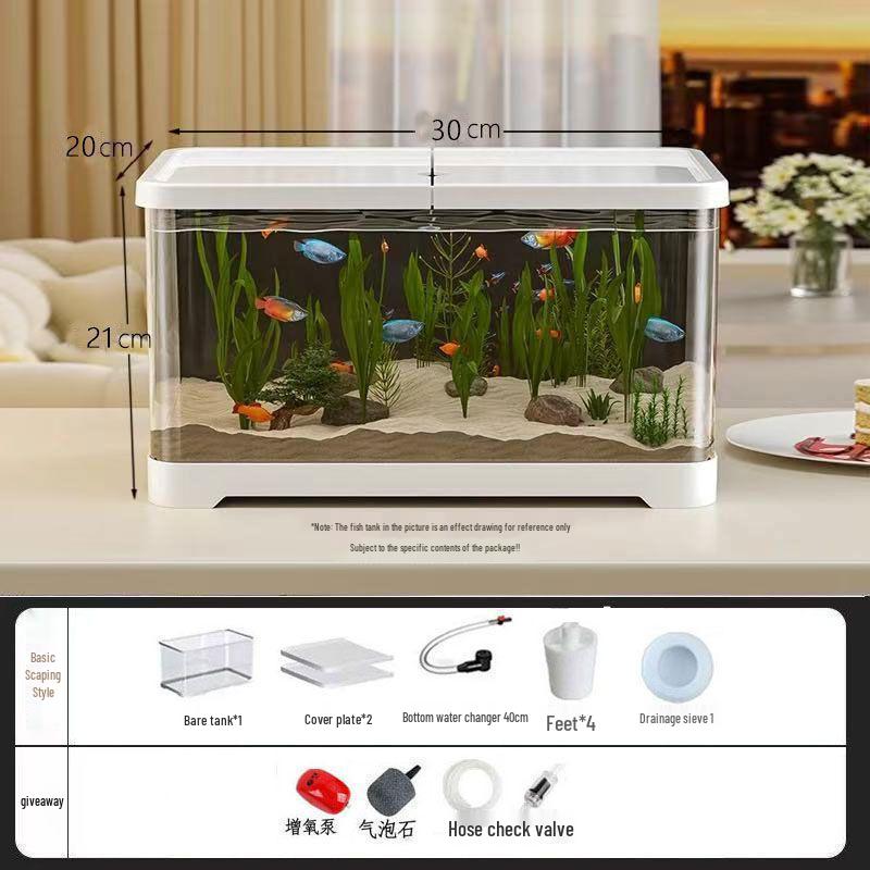 2025 Eco-Friendly Acrylic Fish & Turtle Tank with Drainage and Lid for Living Room