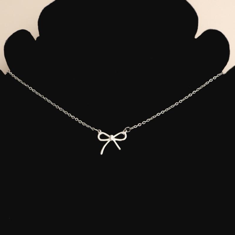 Geometry Bowknot Pendant Necklace Sweet Cool Clavicle Chain Necklace Jewelry