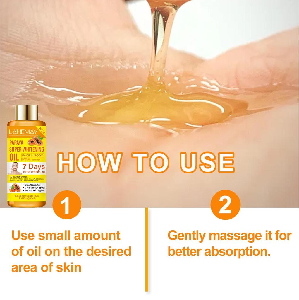 Papaya Super Whitening Oil-Skin Firming And Brightening-Clears Dark Spots-Suitable for all Skin Types, 100ml