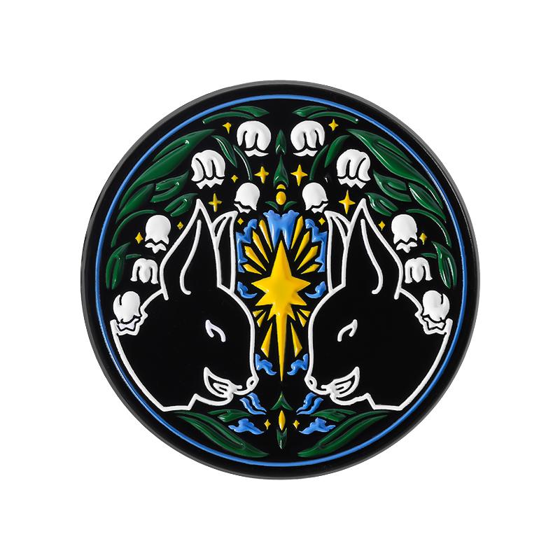 Floral Bat Enamel Pins Custom Ghost Shadow Brooches Lapel Badges Clothes Gothic Animal Jewelry Gift for Friends