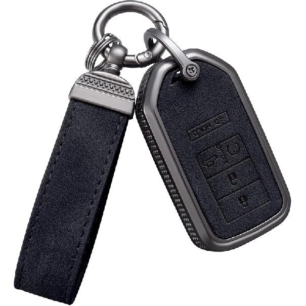 YO&YOYE Compatible With Honda Key Fob Cover With Keychain Leather Key Case Protector For  Honda Accord Civic CRV Pilot Odyssey 11Th Gen Smart Key