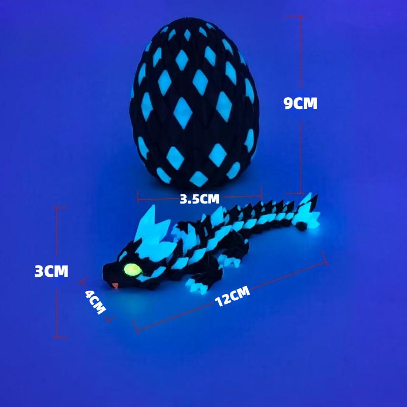 3D Printed Colorful Luminous Crystal Dragon Toy Joint Movable Simulation Animal Gemstone Dragon Model Desktop Decor Decoration