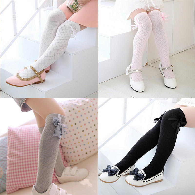 Fata Clasici Copii Bumbac Sosete Colanti Scoala Liceu Genunchi Gridding Ciorapi Arc