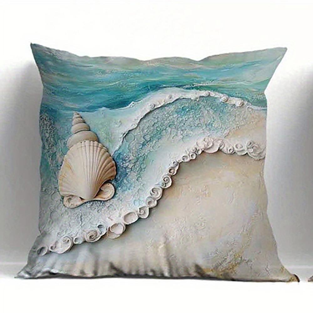 Beach Wave & Shells Pillow CoverSuitable for Sofa Car Bedroom Decorative Cushion Cover Pillow Cover