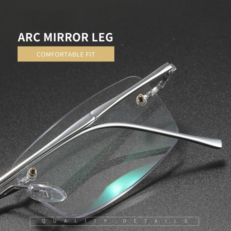 Luxury Designer Metal Frameless Reading Glasses Women Fashion Ultra-Lightweight Versatile Blue Light Blocking Presbyopia Glasses