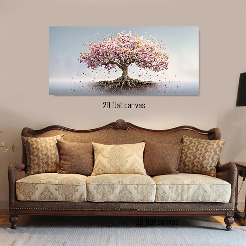 

1pcs Dreamy Cherry Blossom Tree Decoration Painting Modern Simple Living Room Entrance Background Wall Hanging Painting Nordic S (as the picture,50x100cm No Frame)