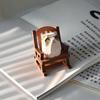 Small Hand-Carved Wooden Animal Figurine Cute Rocking Chair Cat/Dog/Fox Statue for Desk Home Office Decor