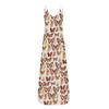 Women Fashion Large Size Print Sexy Deep V Sling Long Skirt Casual Dress