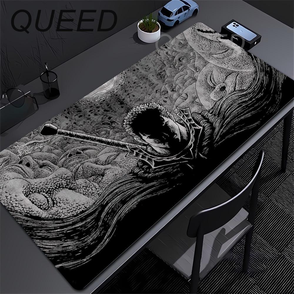 90x40 Tamaño Grande Alfombrilla de Escritorio para Teclado Portátil Ratón Velocidad Borde Bloqueado Alfombrilla de Ratón Accesorios para Computadora Alfombrillas para Videojuegos Anime Berserk Guts