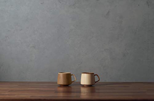 RIVERET Franc Mug, 310ml Pair, Bamboo, Dishwasher Safe, White/Brown, RV-207WB