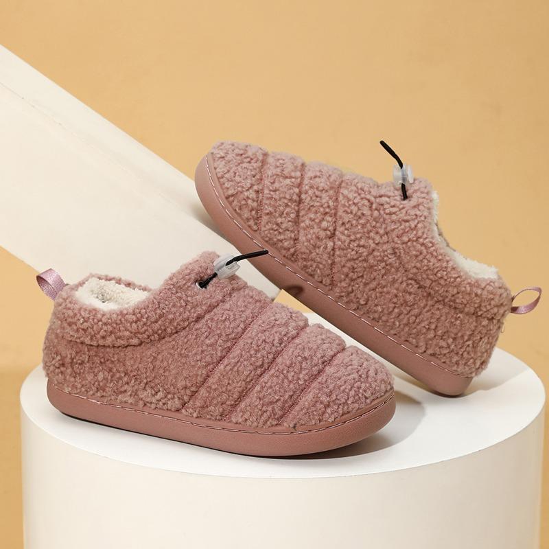 Cross-border wholesale autumn and winter home button straight cotton shoes thickened warm indoor non-slip velvet outer cotton slippers