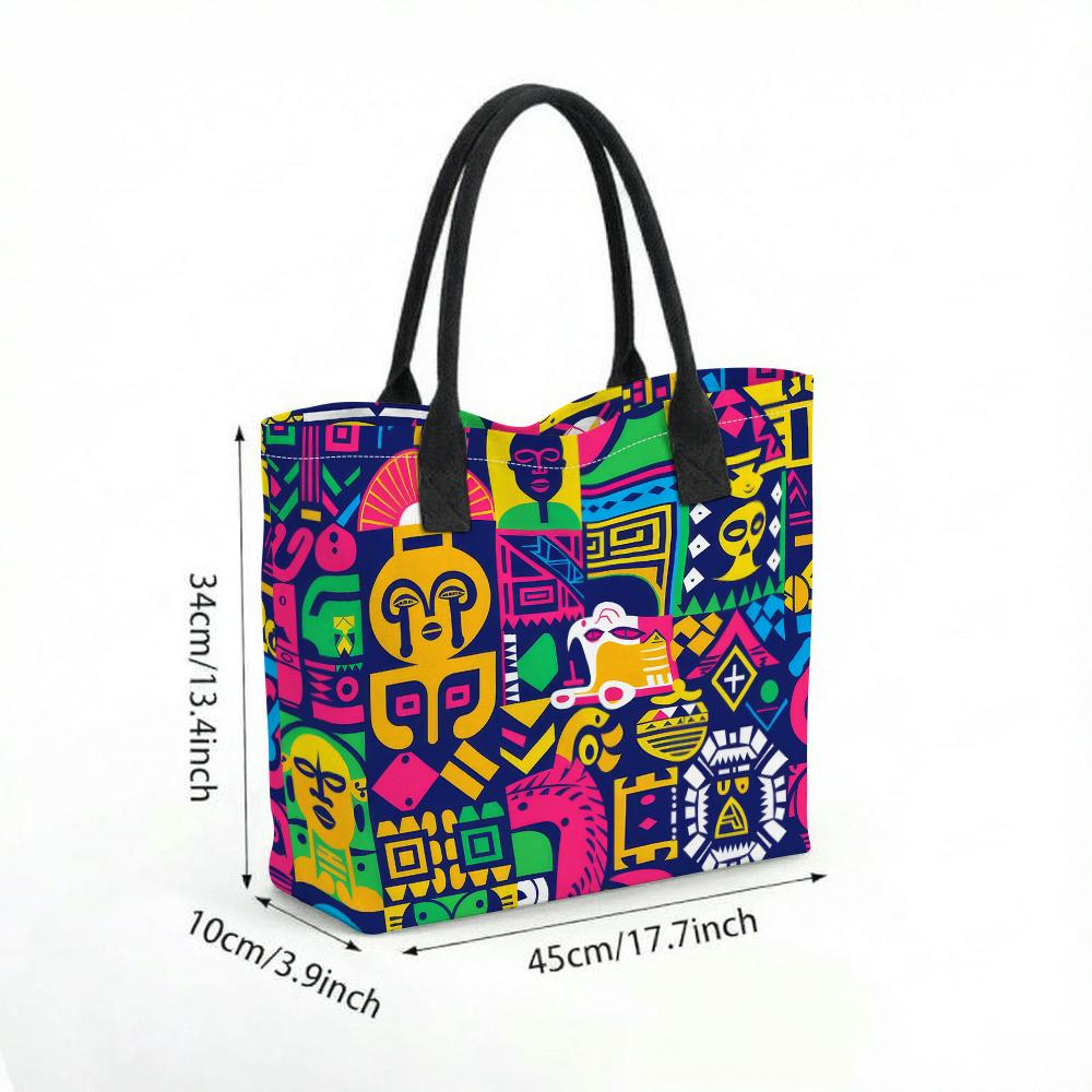 Bohemian Tribal Print Tote Bag Large Capacity Shoulder Bag for Daily Use