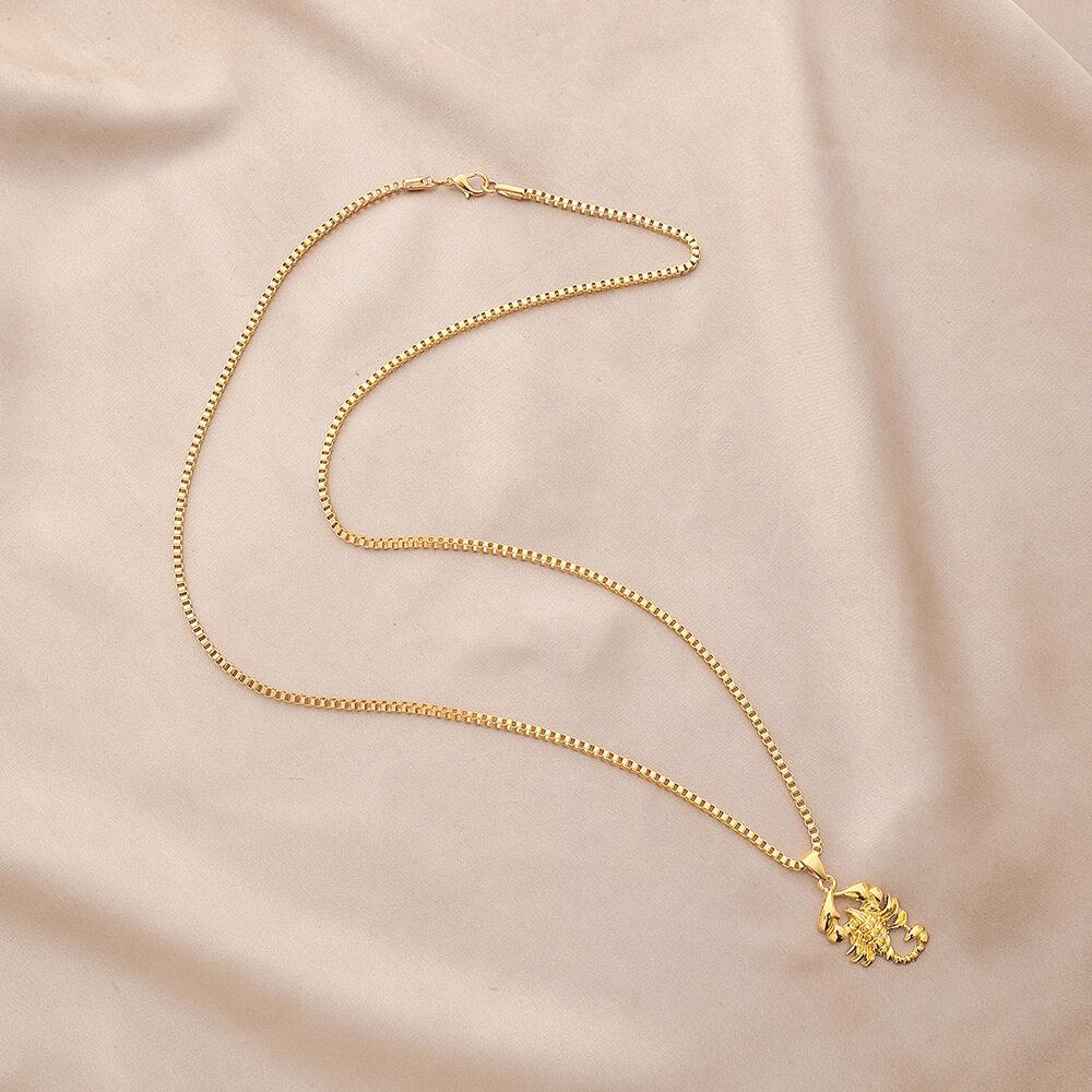 Gold Color Scorpion Pendant Mens Stainless Steel Necklace Women Punk Rock Hip Hop Jewelry Gifts