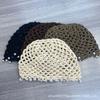 European and American New Hand-crocheted Hollow Pearl Fringed Bag Head Hat Women's Summer Breathable Knitted Wool Hat Retro Cold Hat