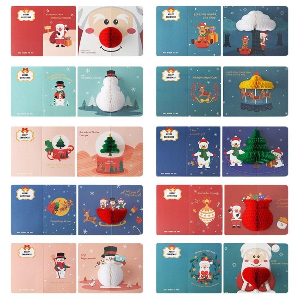 Christmas 3D Pop Up Thank You Cards Blessing Cards Christmas Postcard Greeting Cards With Envelope