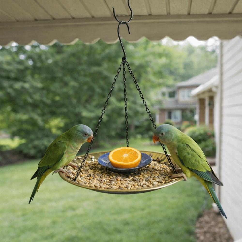 Vintage Design Hanging Bird Feeder Decorative Bird Bathtub Durable Bird Food Container  Courtyard