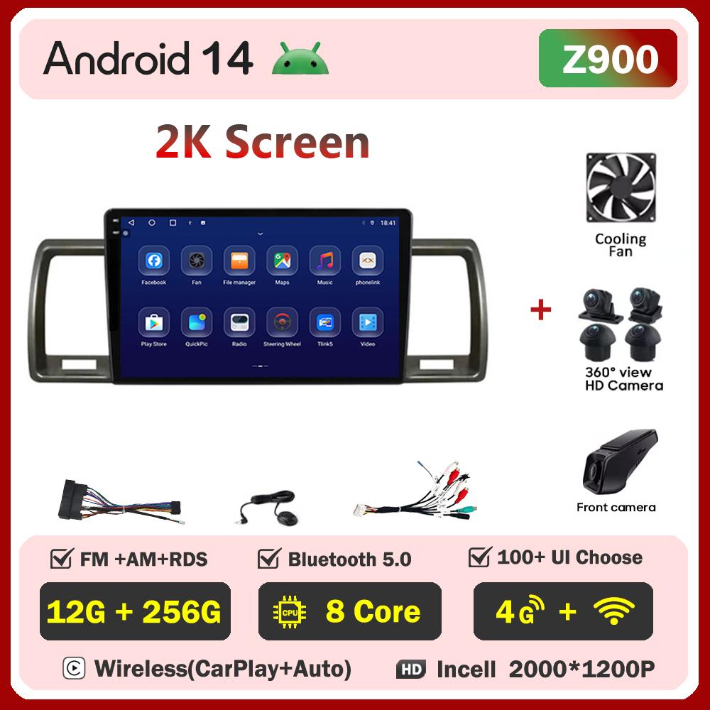 Car Multimedia Player For Toyota Hiace 2010 2011 2013-2018 Car Radio Player Intelligent Car Systems GPS Navigation Android 14