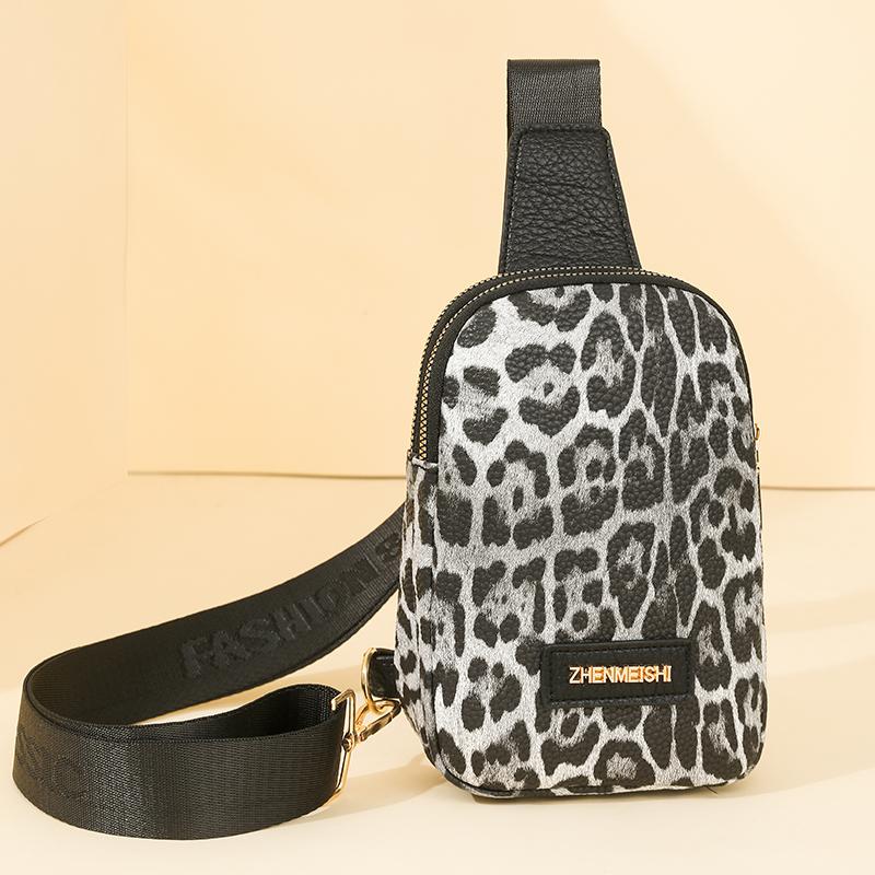 Women's Chest Bag Leopard Shoulder Crossbody Bag Lightweight Travel Satchel
