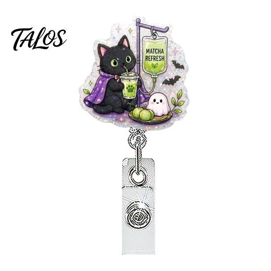 Rotating Badge Reel Halloween Retractable Reel, Ghost Black Cat And Pumpkin Design, Nurse Clip 360 Degree Acrylic ID Holder for Nurses Office