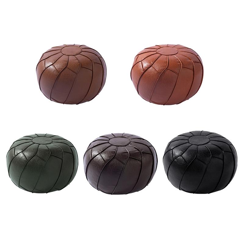 Unstuffed Cushion Cover PU Leather Ottoman Cover Storage Stool Pouf Cover Minimalist Nordic Style Moroccan Pouf Without Fillings