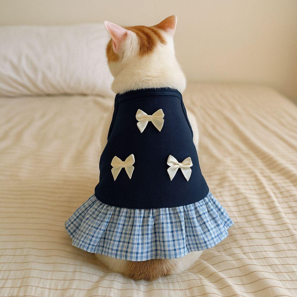 Thin Pet Strap Dress Korean Style Cat Bow Dress Cute Pet Summer Clothes  for Puppy Cats