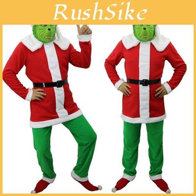 Festliches Wie der Grinch Weihnachten stahl Erwachsenenkostüm Anzug für Feiertags-Cosplay-Spaß