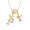 Copper Zirconia Letter Necklace with Gold-Plated Crown Pendant – Fashionable 26-Letter Accessory