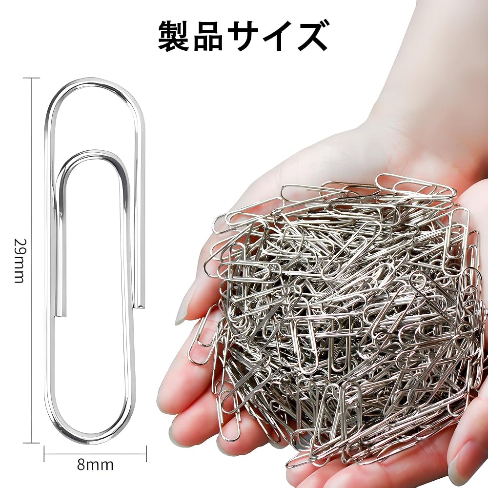 FACETHALO Nickel-Plated Paper Clips 500pcs 29mm Durable for Document Organization