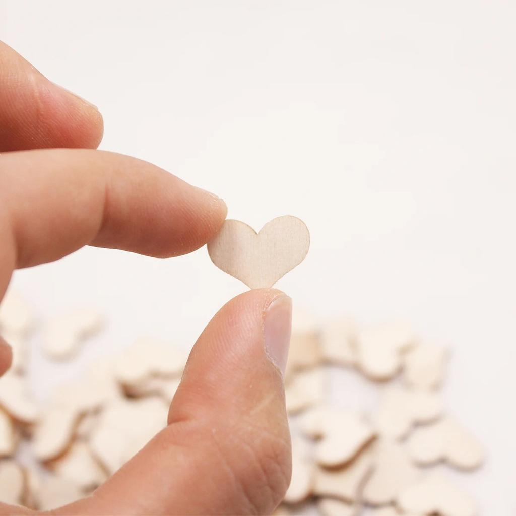 100pcs/lot DIY Blank Mini Heart Wood Slices Discs Wood Heart Love Blank Unfinished Natural Crafts Supplies Wedding Ornaments