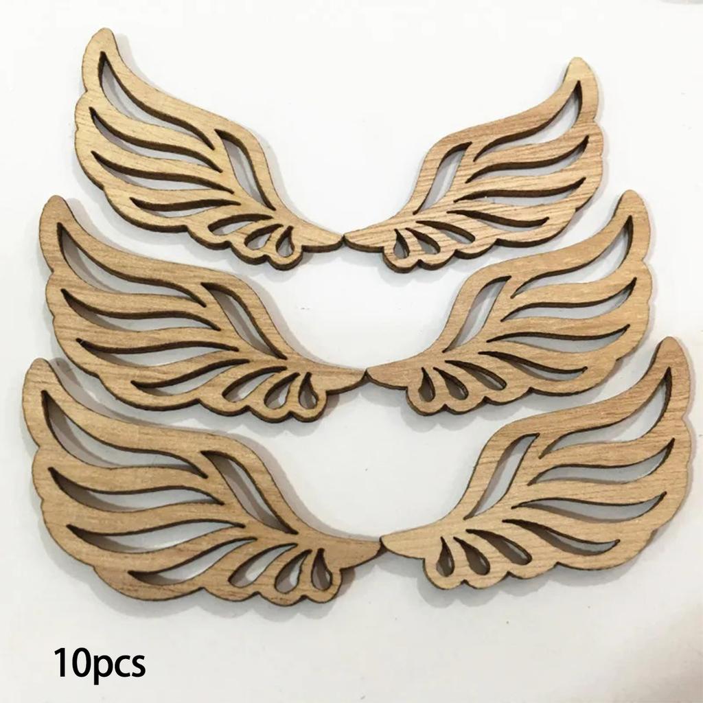 40Pcs/bag 4 Styles DIY Angel Wings Wooden Chips Decorative Embellishments Crafts Scrapbook Hand-made Graffiti Button Accessories