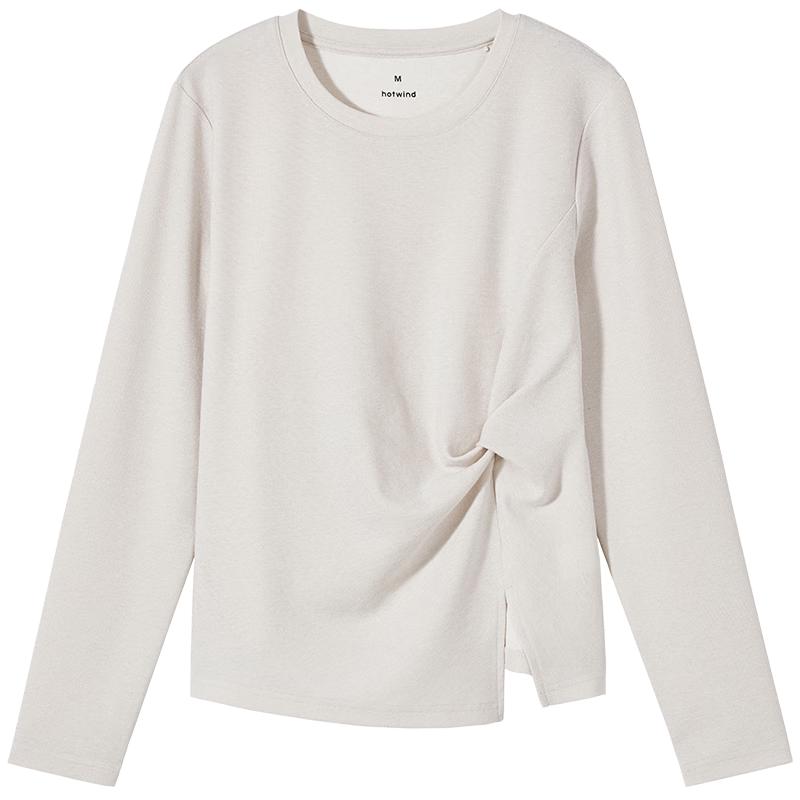 Hotwind Women s Shiny Twist-Knot Long-Sleeve T-Shirt L бежевый