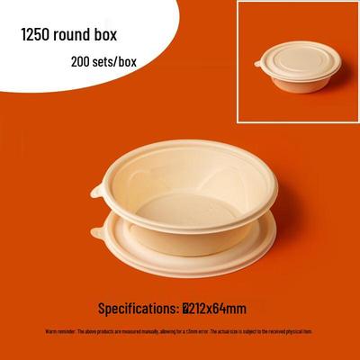 1250ml Biodegradable Corn Starch Takeout Bowls with Lids, 200 Sets