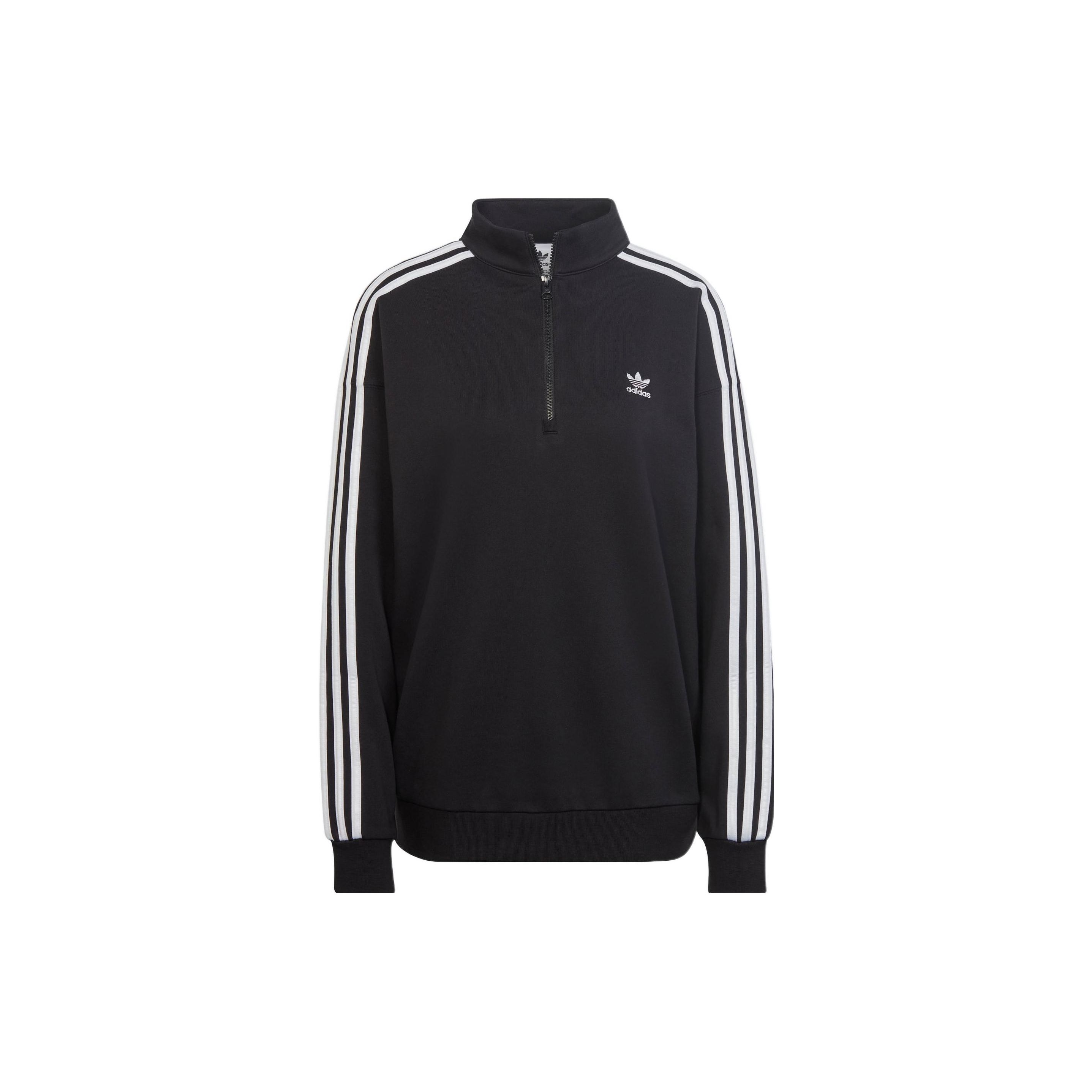 Adidas Originals Adicolor Trefoil Quarter-Zip Sweatshirt Women Black White II6087