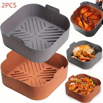 2pcs Silicone Air Fryer Liners, Heat Resistant Easy Clean Air Fryer Silicone Pot, Suitable for Air Fryer Accessories
