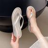 Women Flip-flops French High-heeled Sandals Summer Pinch-on Slippers for Women Wedge Casual Slides Luxury Banquet Dress Slippers