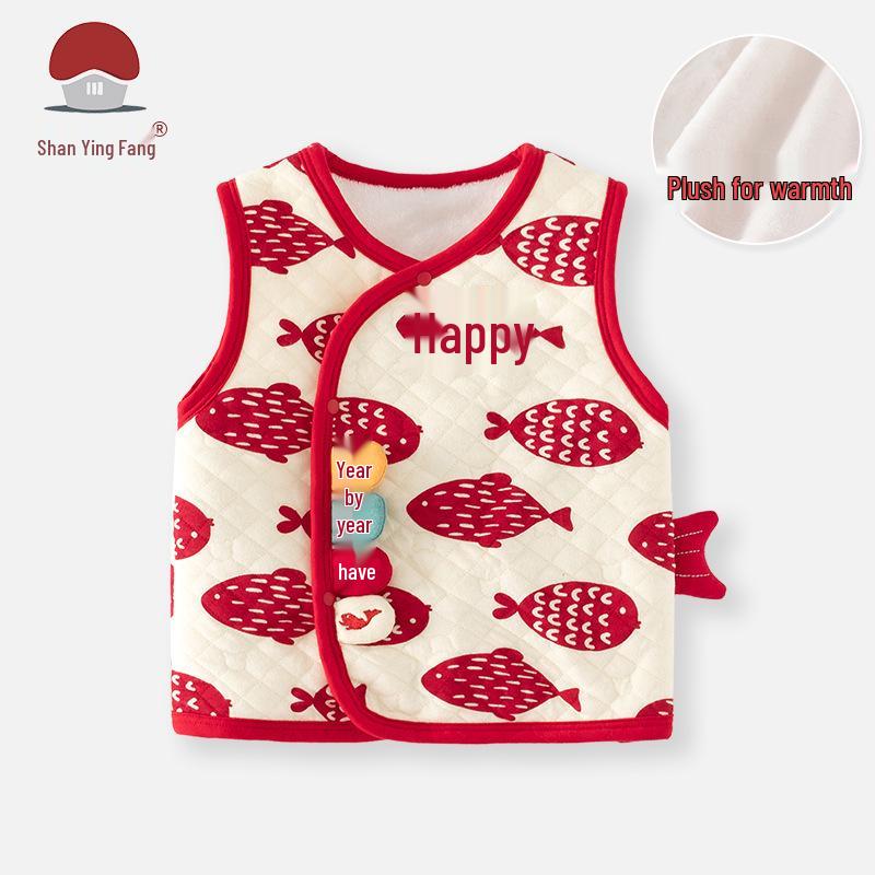 

Children s Velvet Warm Vest for Spring and Autumn - Sleeveless Outerwear for Babies Year-Round 73cm