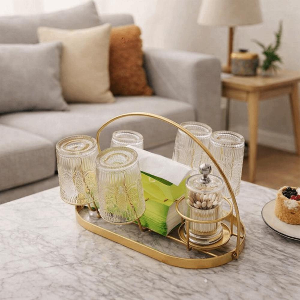 Iron Water Cup Drying Rack Gold/Black Glass Cup Drain Holder Durable Tea Cup Holder for Home