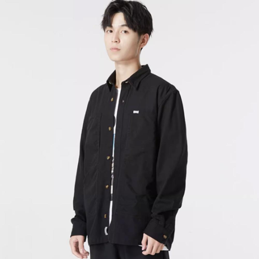 Timberland Solid Color Polo Logo Label Sports Casual Long Sleeve Shirt Men Shirts Black A5Y9N-001