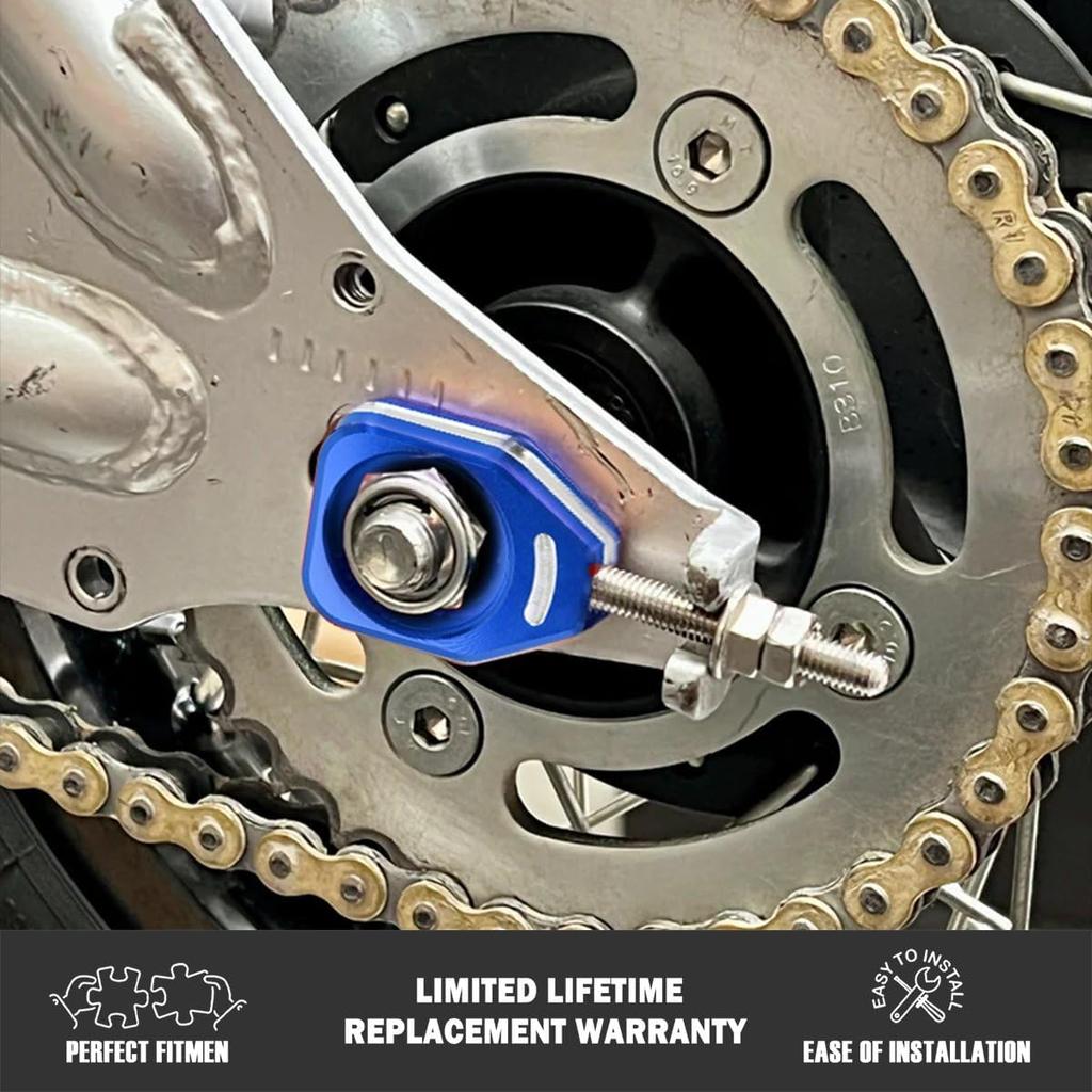 Canitu Blue Rear Chain Adjusters,Motorcycle Billet Rear Axle Blocks Swingarm Spool Tensioner Tension Adjuster Accessories for Honda CRF110 2013-2024