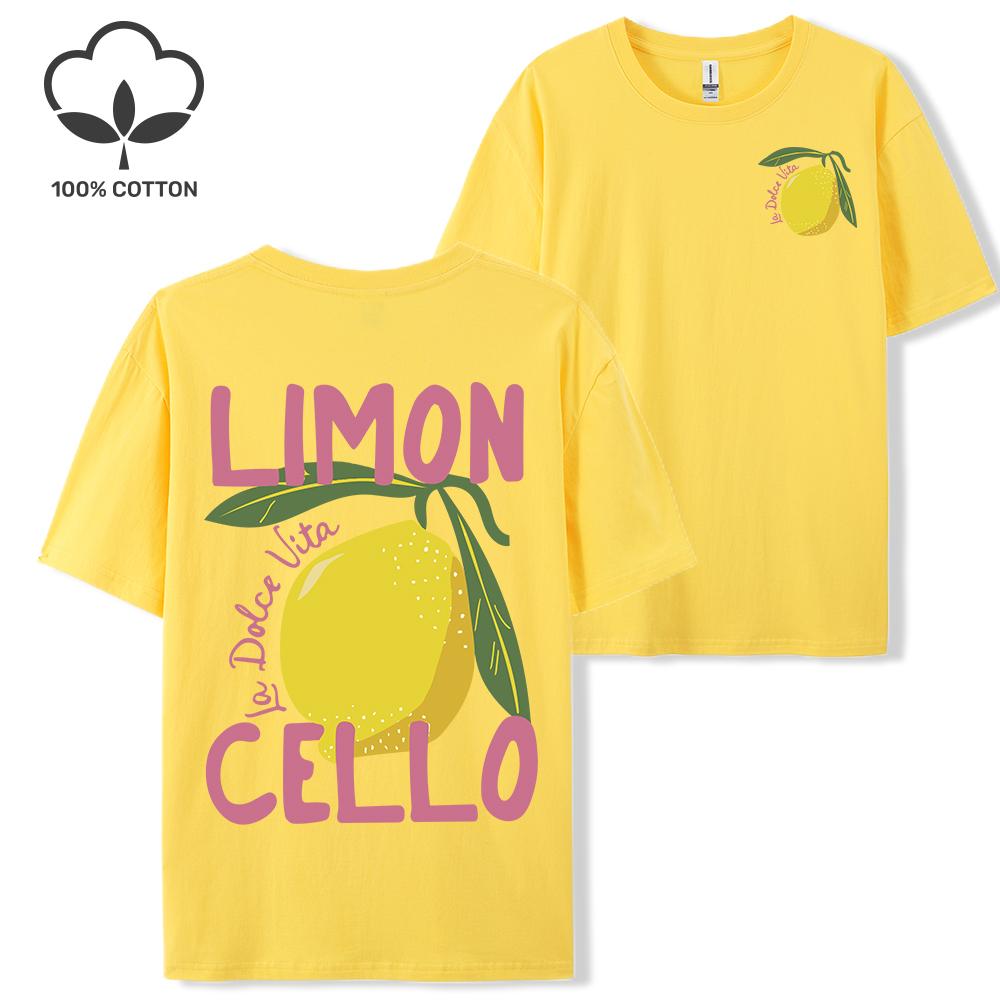 Creative Lemon Fruit Cello Pattern T Shirt Women Summer Comfortable Tops Soft T-Shirts Cotton All-Match Female Short Sleeve