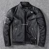 Special offer for picking up leaks in autumn and winter, first-layer cowhide, motorcycle leather jacket, genuine leather, men's stand-up collar, short